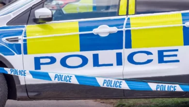 Police cordon tape sealing off a residential street in the Westow Hill area of Crystal Palace
