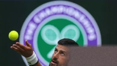 Novak Djokovic training on Aorangi Park grass courts ahead of Wimbledon.