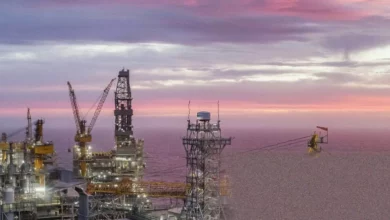Offshore oil and gas platform in Commonwealth waters near the Australian coast.