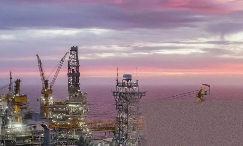 Offshore oil and gas platform in Commonwealth waters near the Australian coast.