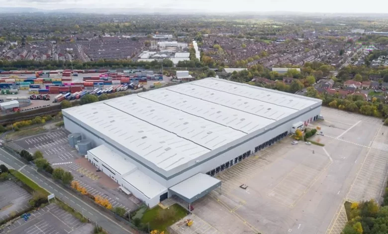 A large warehouse building on the Trafford Park industrial estate in Manchester