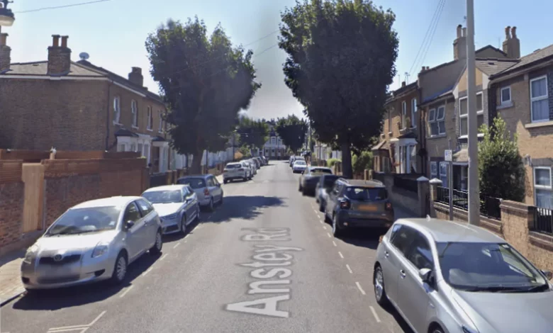 Police officers on Anstey Road in Peckham after a violent street assault on a woman.