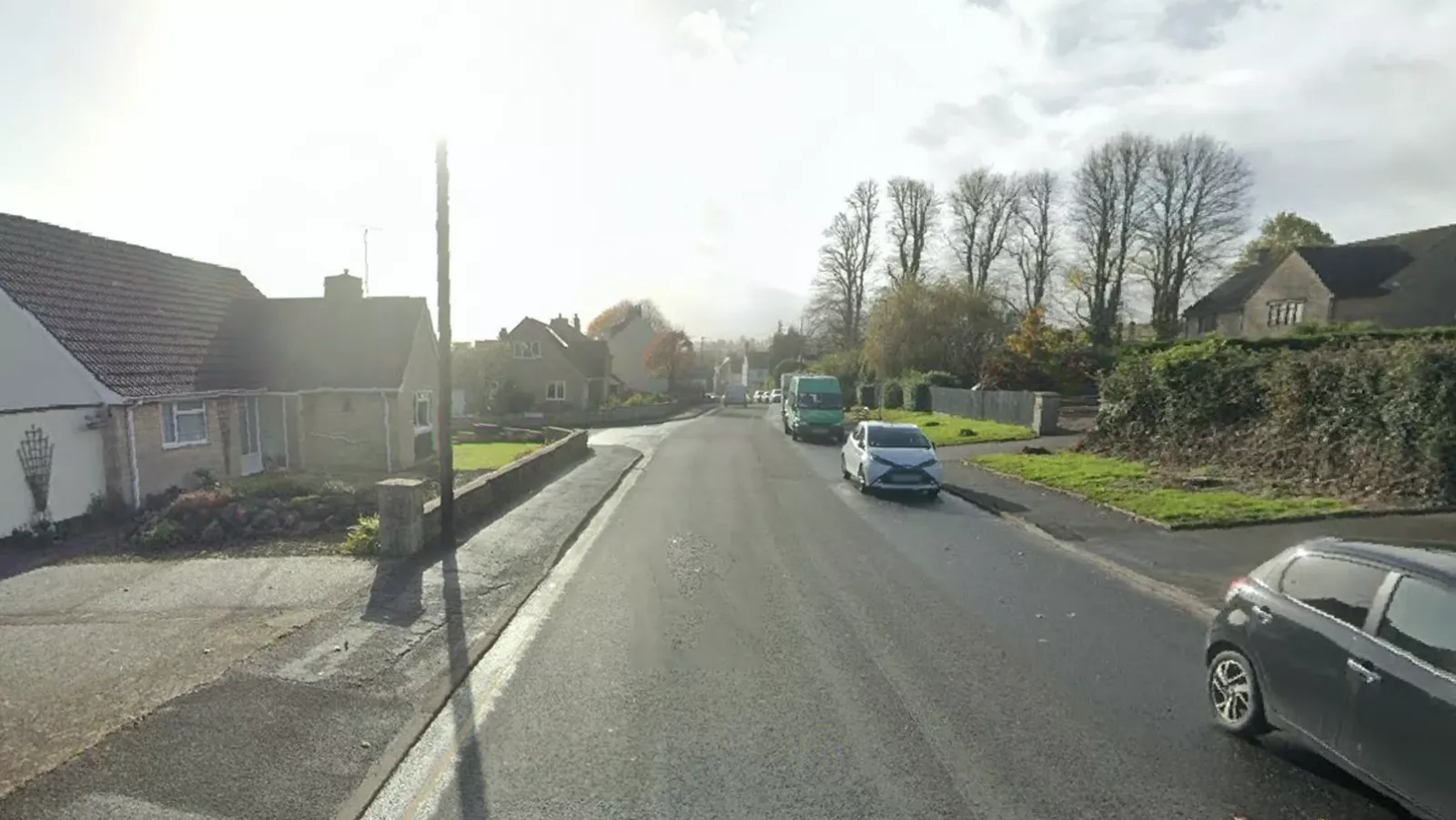 Ambulance outside a Somerset family home where a four-week-old baby was fatally injured