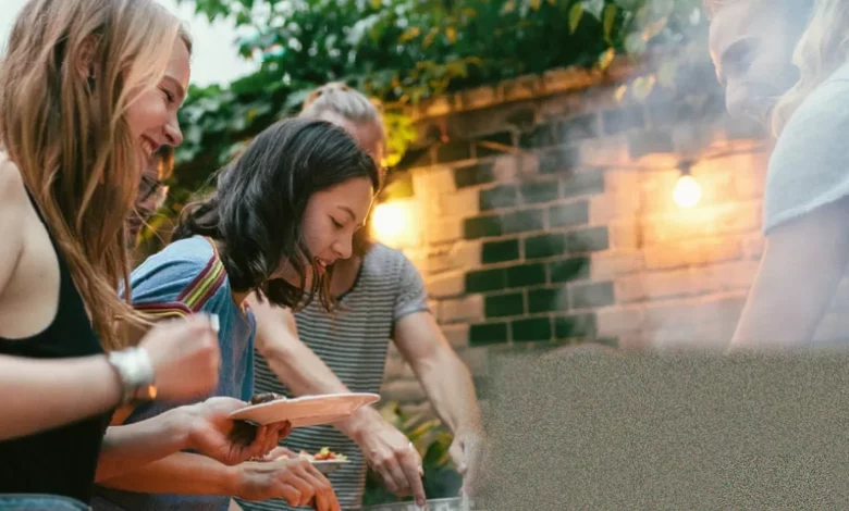 A luxury ceramic barbecue in a landscaped British garden