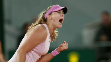 Court Philippe-Chatrier at Roland-Garros with red clay and packed stands