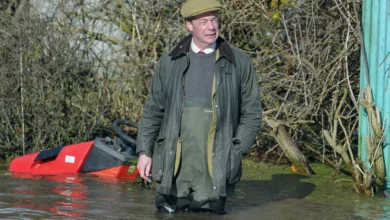 Flooded residential street in Boston and Skegness constituency after Storm Babet