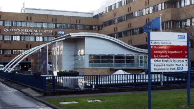Exterior view of Nottingham University Hospitals Queen's Medical Centre building