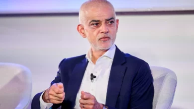 Sadiq Khan speaking at a podium during the SXSW conference in London
