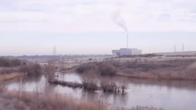 Aerial view of the Beddington Energy Recovery Facility incinerator in South London