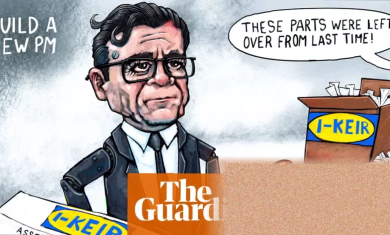 A political cartoon depicting the fallout of the Makerfield by-election result