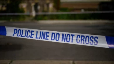 Police cordon at Chalkwell Park entrance in Southend after serious incident