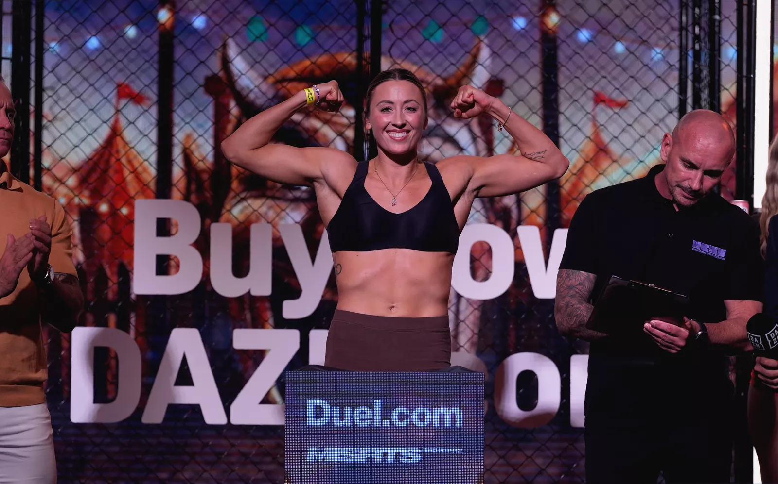 Boxing gloves and a ring prepared for the Misfits Boxing event undercard