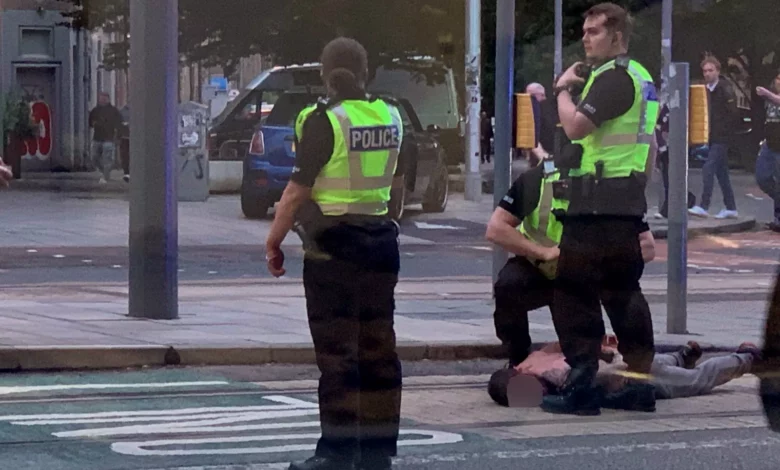 Police cordon near a mosque in Edinburgh after a series of stabbings