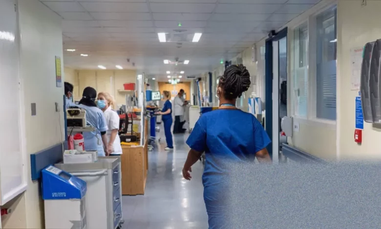 A hospital corridor with NHS signage, symbolising the clinical setting of learning disability nursing.