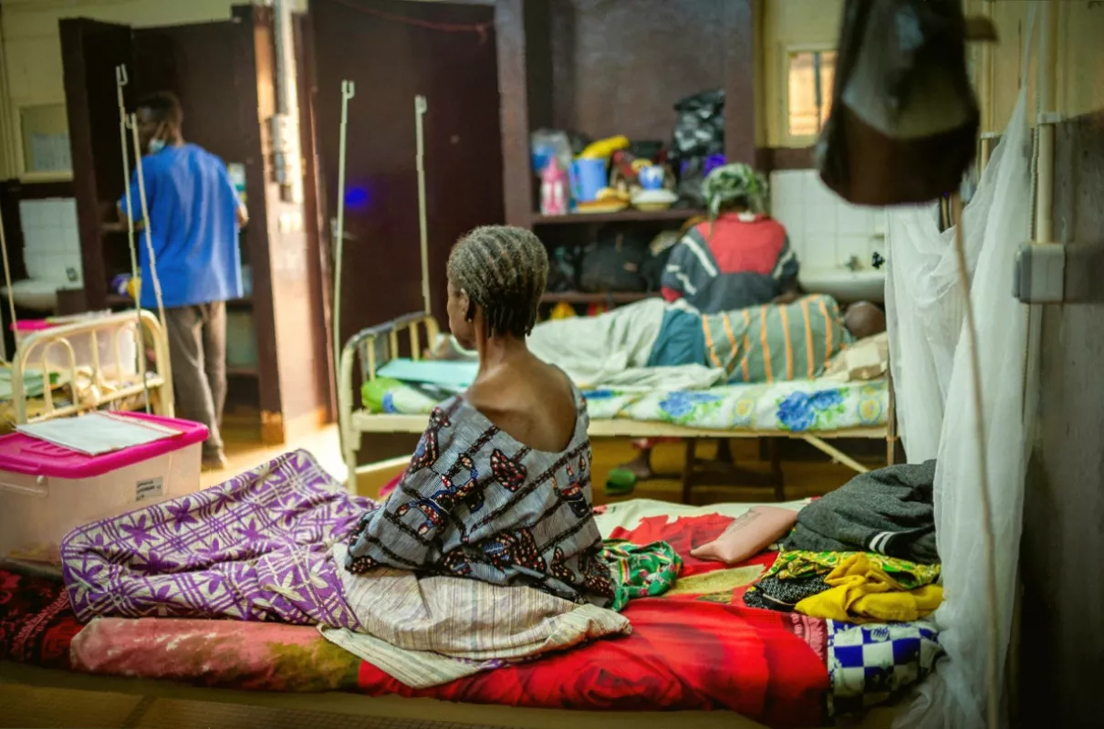 HIV testing and prevention clinic in a sub-Saharan African country affected by funding cuts