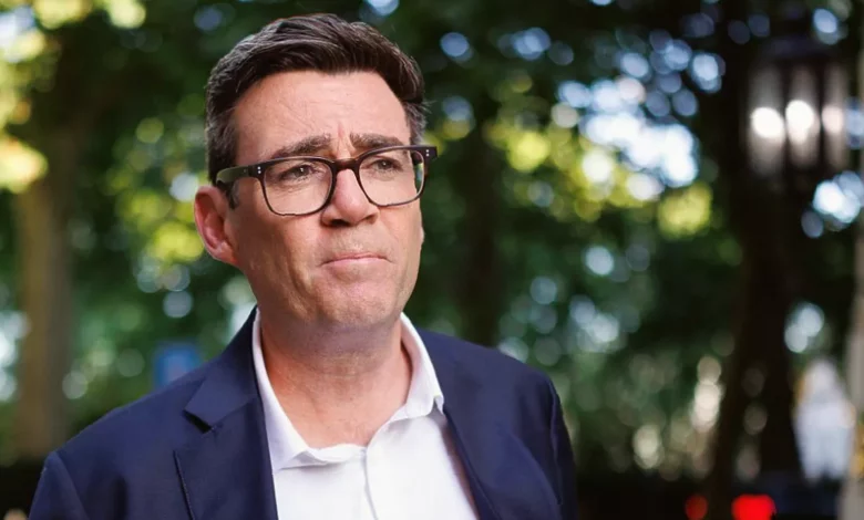 Andy Burnham speaking at a podium during a policy announcement