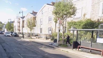 Police cordon on a residential street in Islington after a daytime assault