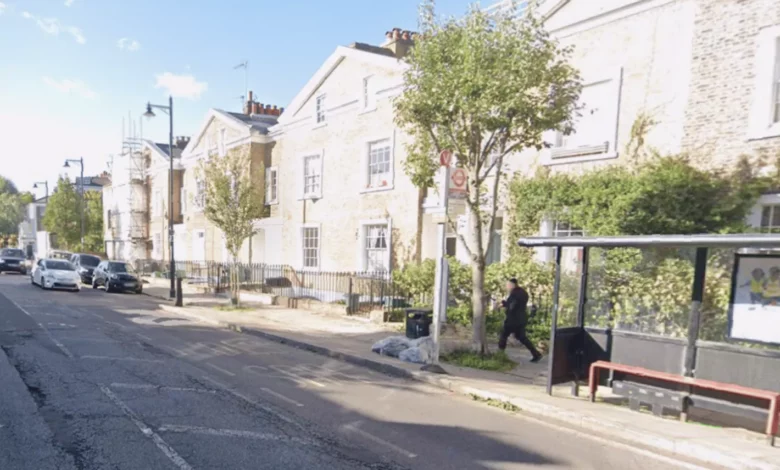 Police cordon on a residential street in Islington after a daytime assault