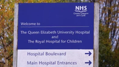 View of a hospital isolation unit in Glasgow where a patient was assessed for Ebola