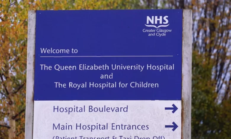 View of a hospital isolation unit in Glasgow where a patient was assessed for Ebola