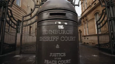 Edinburgh Sheriff Court building on a cloudy day
