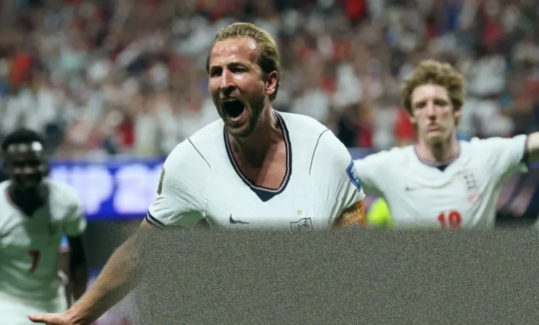 England football fans celebrating Harry Kane’s late winner in Atlanta stadium