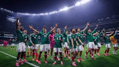 Panoramic view of the Estadio Azteca stadium in Mexico City before a World Cup match.