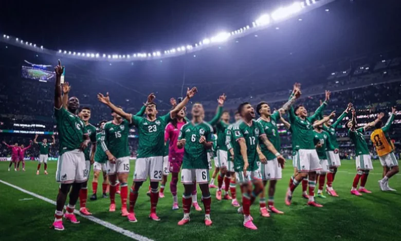 Panoramic view of the Estadio Azteca stadium in Mexico City before a World Cup match.