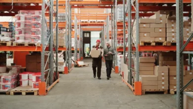 Warehouse workers scanning pallets in a Midlands distribution centre