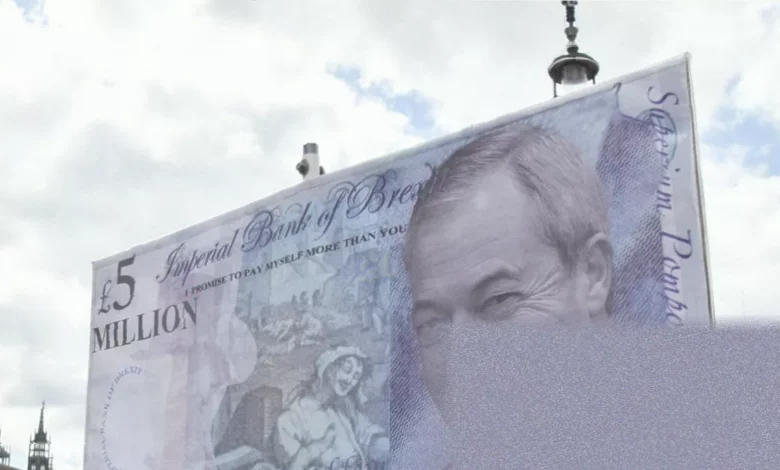 A man standing in a modern London office, recorded for a Bitcoin promotional video.