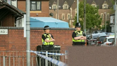 Police tape cordoning off Bowyer Road near Alum Rock mosque after shooting