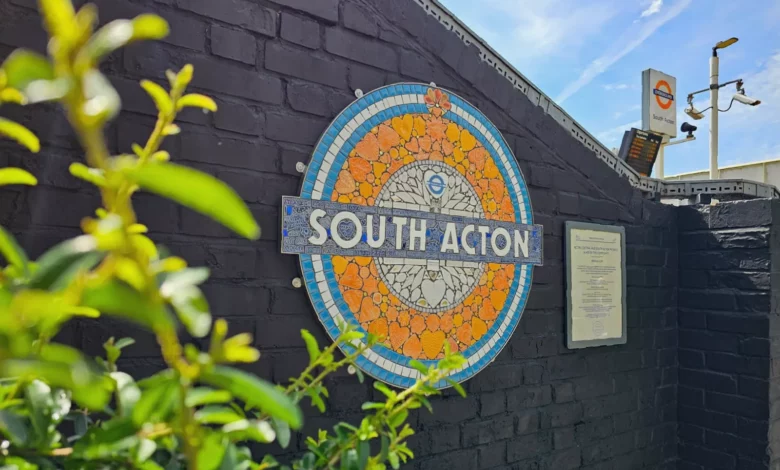 A tube roundel outside South Acton station with Only Fools and Horses references